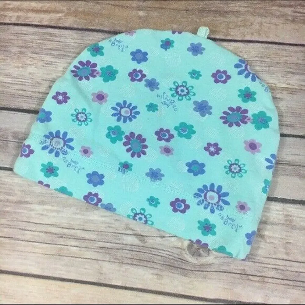 naartjie Girls Hat Size 6-18 Months Spring 2013 Mikayla Floral Beanie Seafoam‎